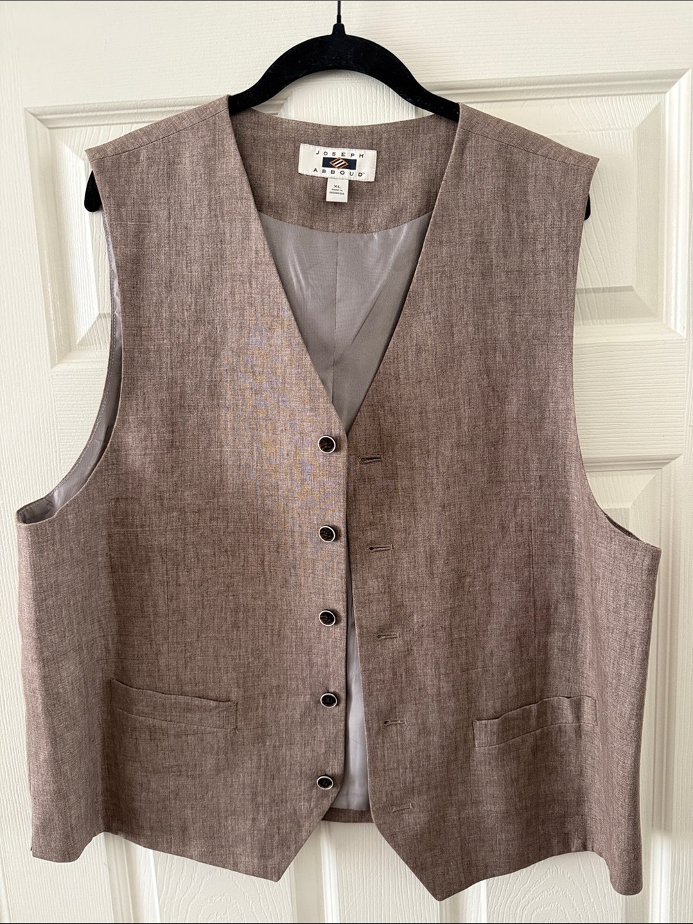 Joseph Abboud Brown Taupe Textured Linen Vest